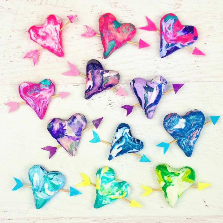 Polymer Clay Marbled Hearts