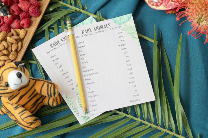 Printable Baby Animal Name Game