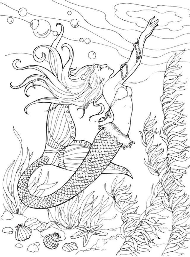 Printable Mermaid Coloring Pages for Adults