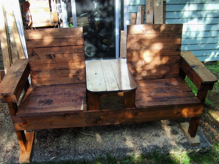 Reclaimed Wood Pallet Double Chair Bench