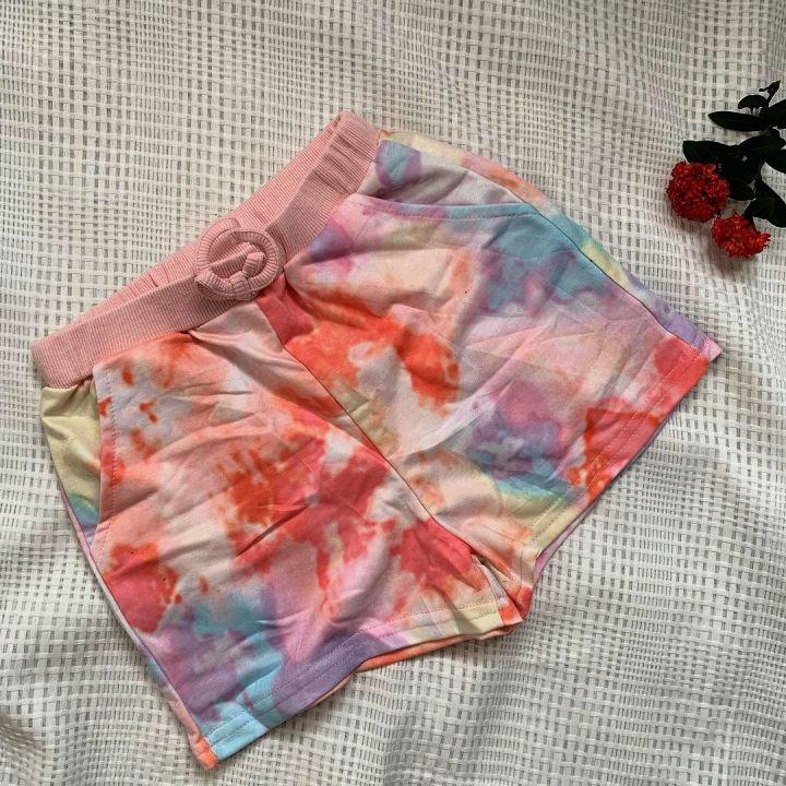 Shein Girls Knotted Front Tie Dye Shorts