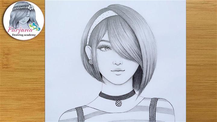 short hair drawings