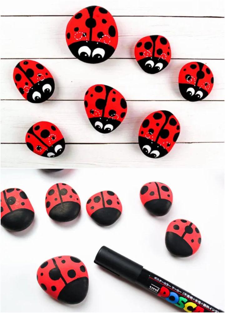 Simple DIY Ladybug Rock Art