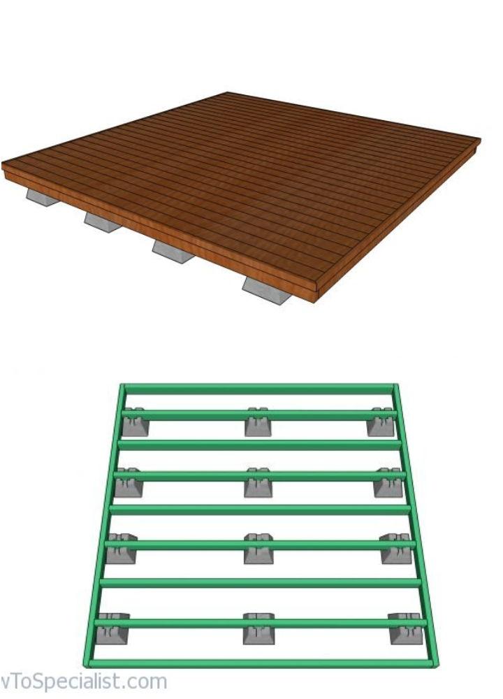 Simple Ground Level 8x8 Deck Plan