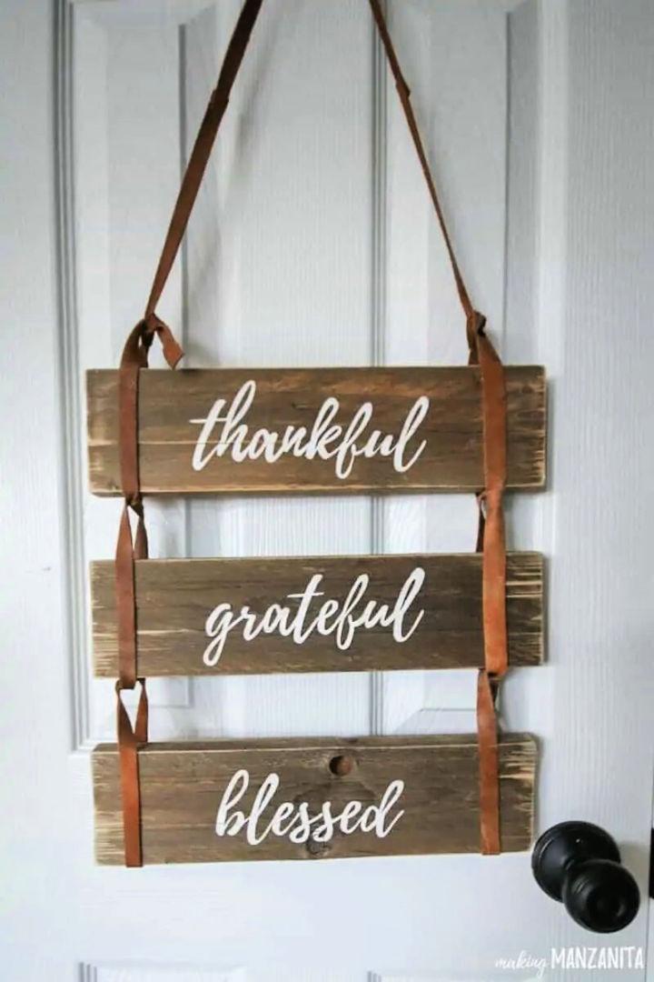 Thankful Grateful Blessed Pallet Wood Sign