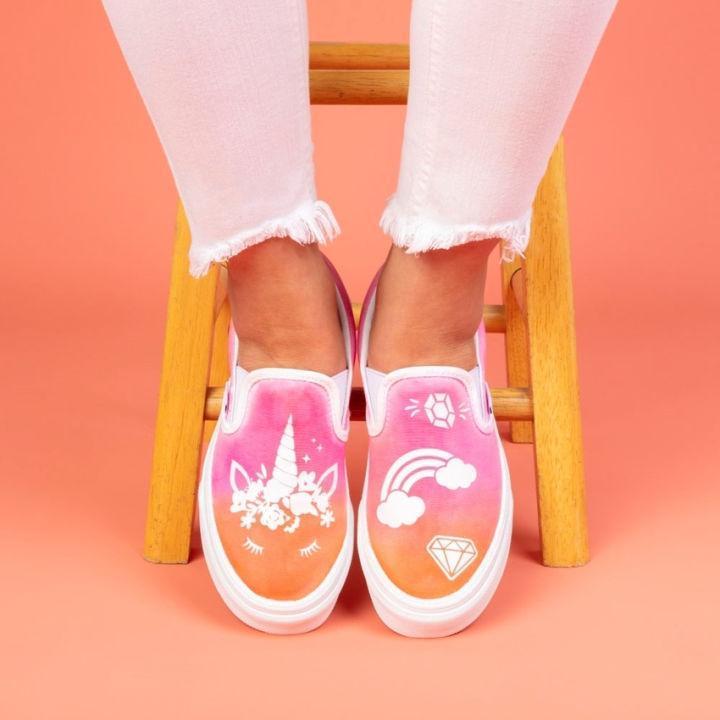 Unicorn Ombre Tie Dye Shoes with Transfers