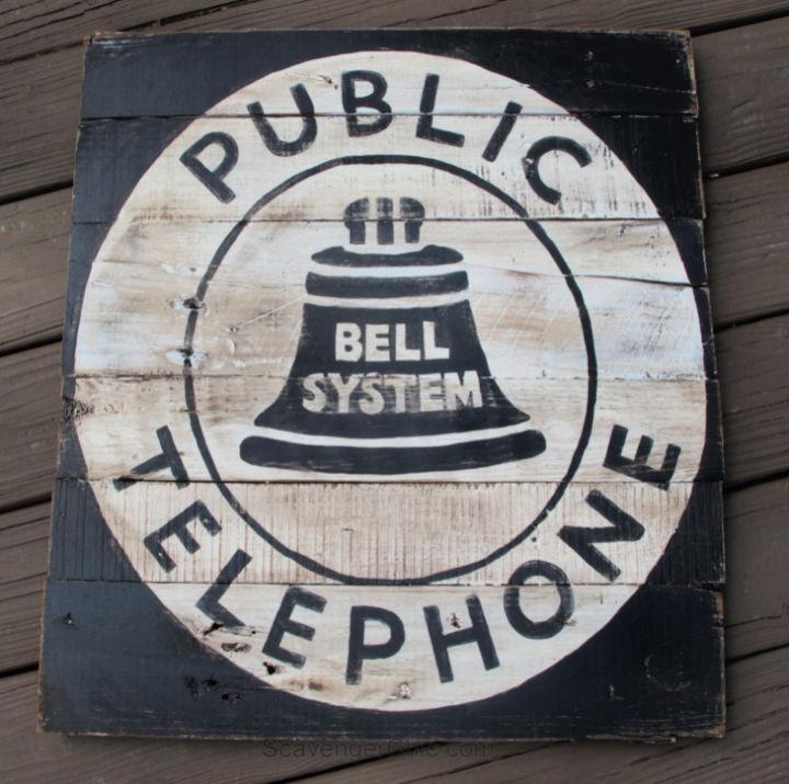 Vintage Style Pallet Telephone Sign