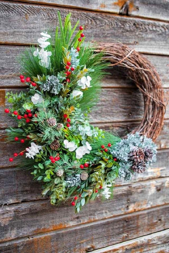 Winter Grapevine Wreath for Front Door