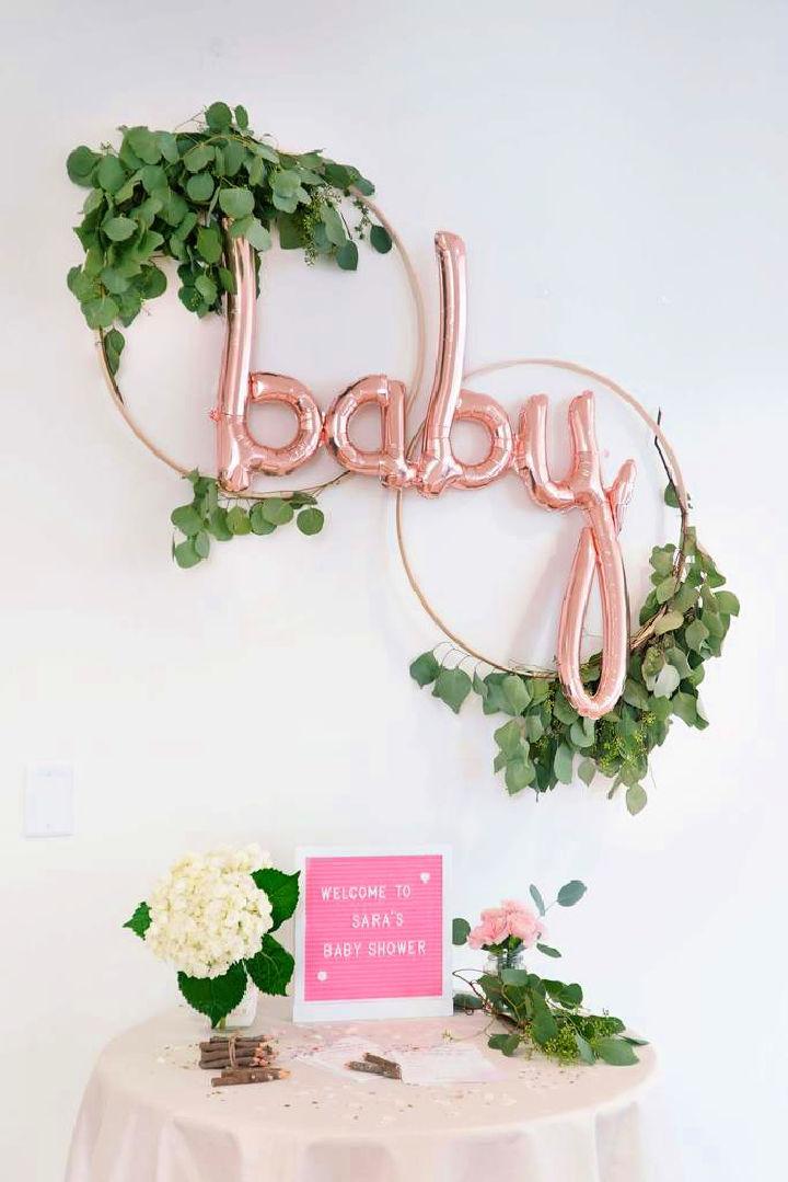 Wooden Hoop Wreath for Girls Baby Shower