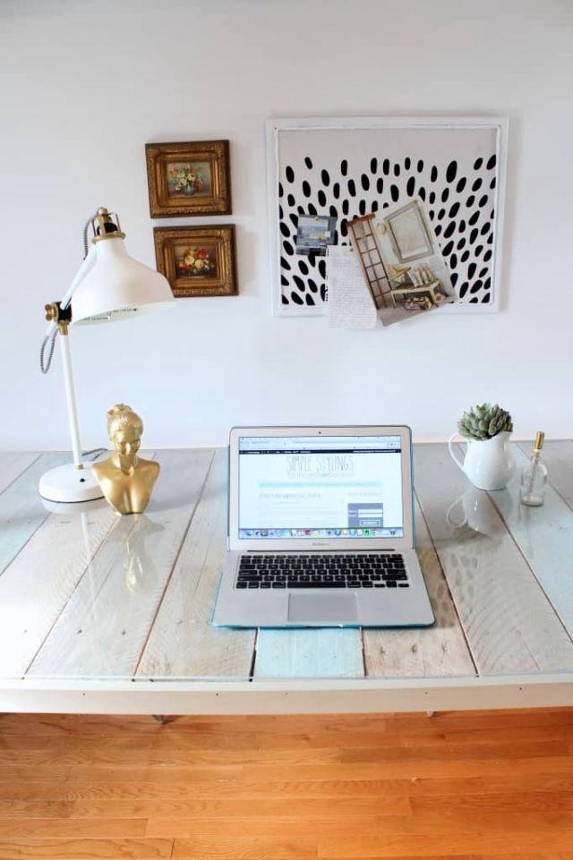 Wooden Pallet And Sawhorse Desk