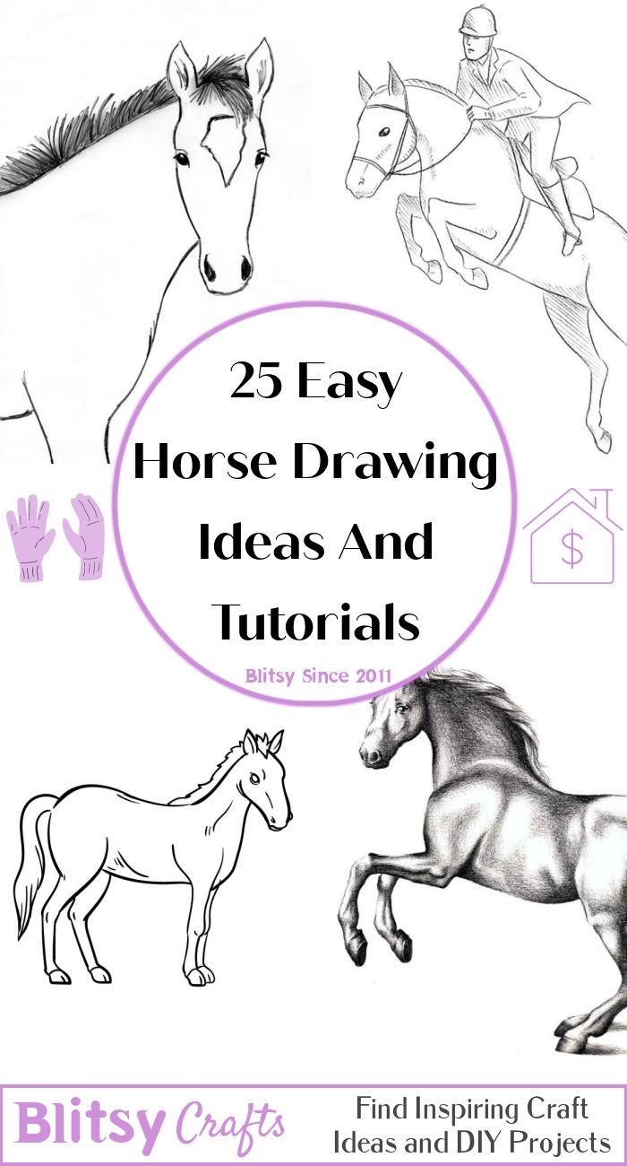 easy horse drawing ideas - how to draw a horse