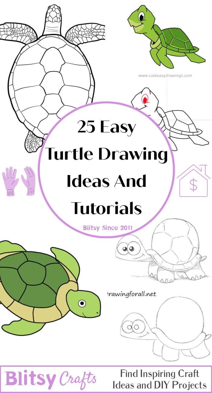 easy turtle drawing ideas - how to draw a turtle