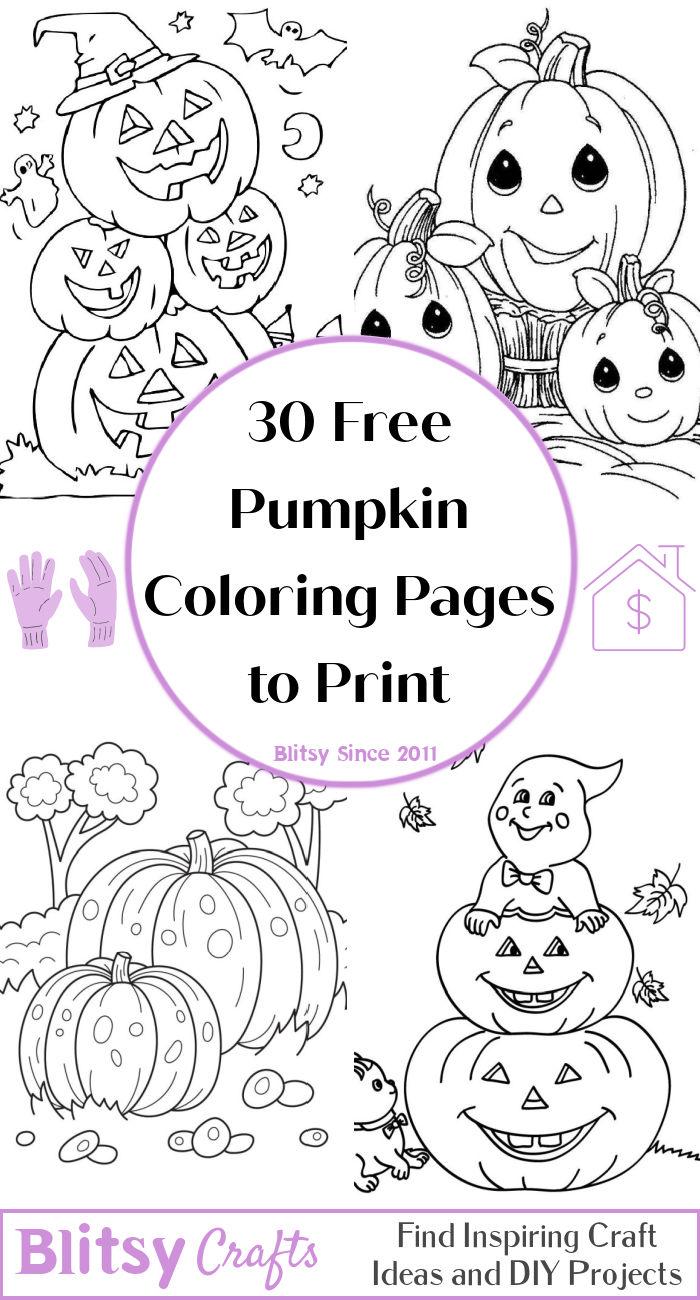 30 Easy and Free Pumpkin Coloring Pages for Kids and Adults - Cute Pumpkin Coloring Pictures and Sheets Printable