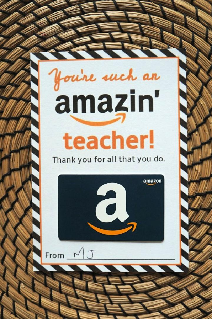 Amazon Teacher Gift Card Printable Template