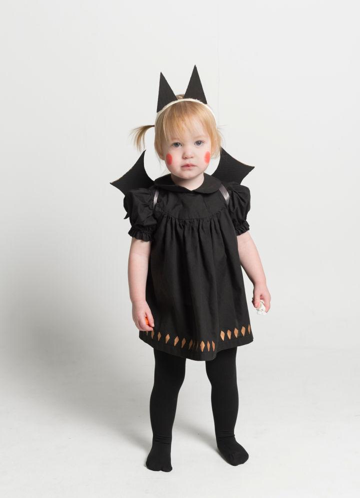 Baby Bat Costume with Cardboard Wings and Ears