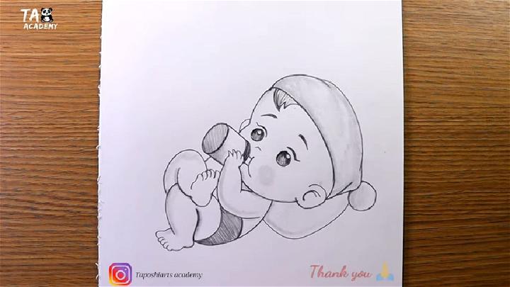 Baby Drinking Milk Drawing