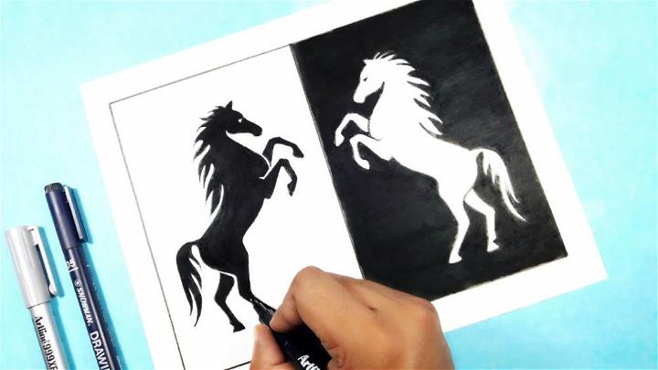 Black and White Horse Drawing