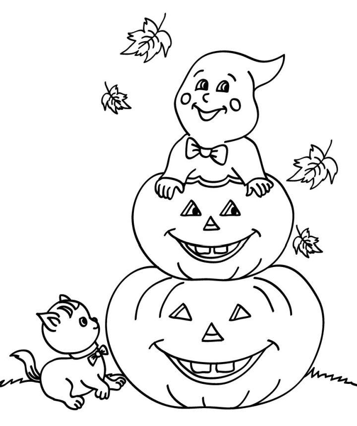 Carved Pumpkins And Spook Coloring Pages