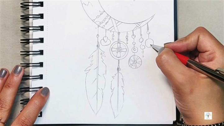 Colorful Half Moon Dream Catcher Drawing