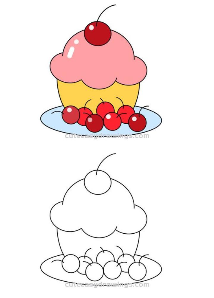 Cupcake Drawing Step by Step Instructions
