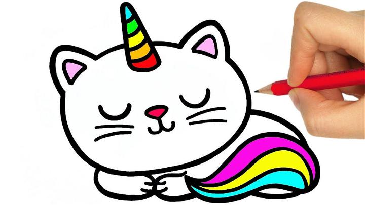 Cute Cat Unicorn Drawing