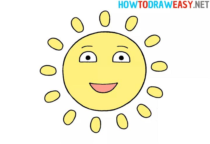 Cute Sun Drawing for Kids