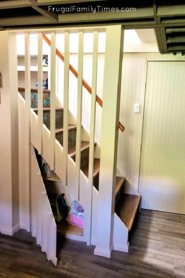 DIY Basement Stairway Storage