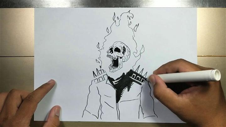 Draw Ghost Rider Step by Step Instruction