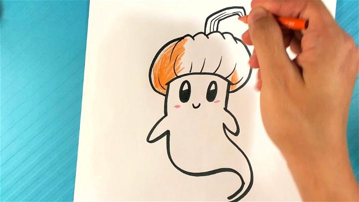 Draw Ghost with Pumpkin Hat