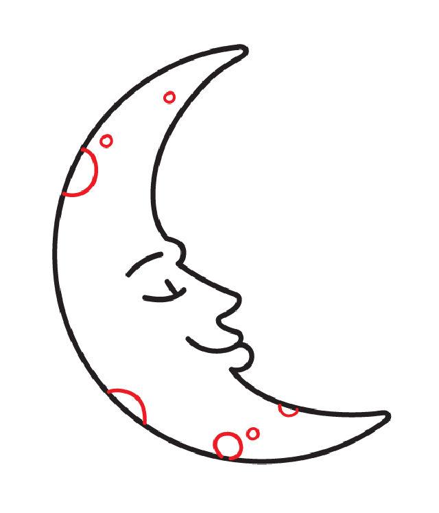 Draw a Crescent Moon with a Face