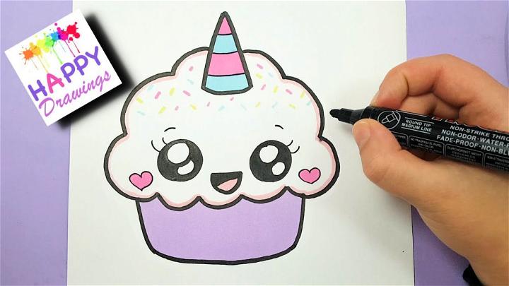 Draw a Cute Cupcake Unicorn