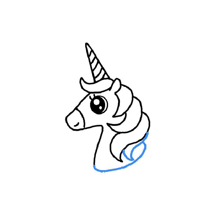 How to Draw an Easy Unicorn Head Tutorial Video, Coloring Page