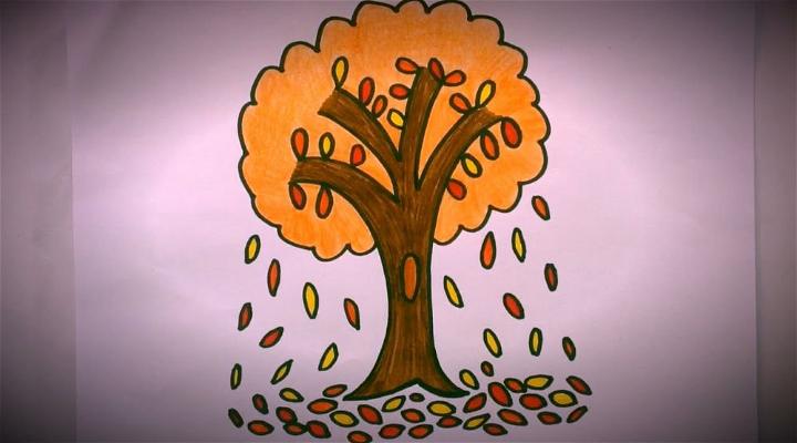 Draw a Fall Tree with Falling Leaves