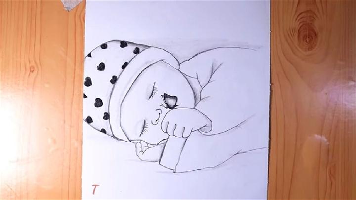 Draw a Sleeping Baby with Butterfly