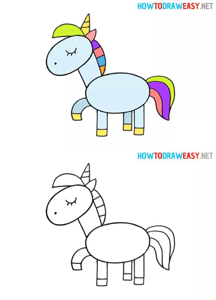 How to Draw Unicorn Step By Step - Easy Drawing For Kids