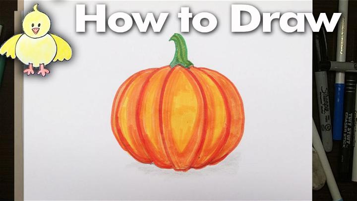 Easy Cartoon Pumpkin Gourd Drawing