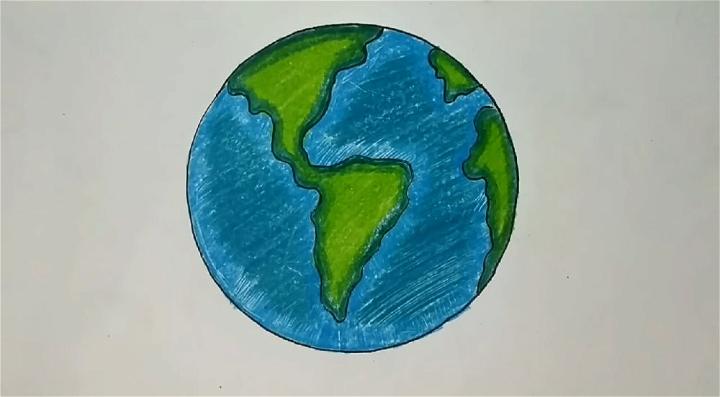 Easy Colouring Earth Drawing for Kids