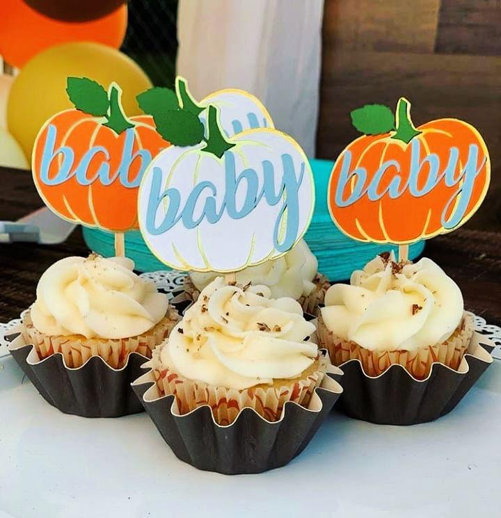 Elegant Pumpkin Cupcake Toppers