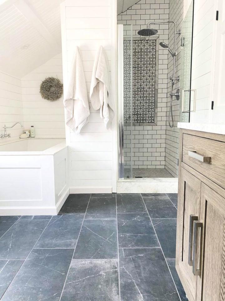Farmhouse Master Bathroom Shower Tile and Floor