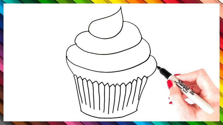 How to Draw Line Cupcake