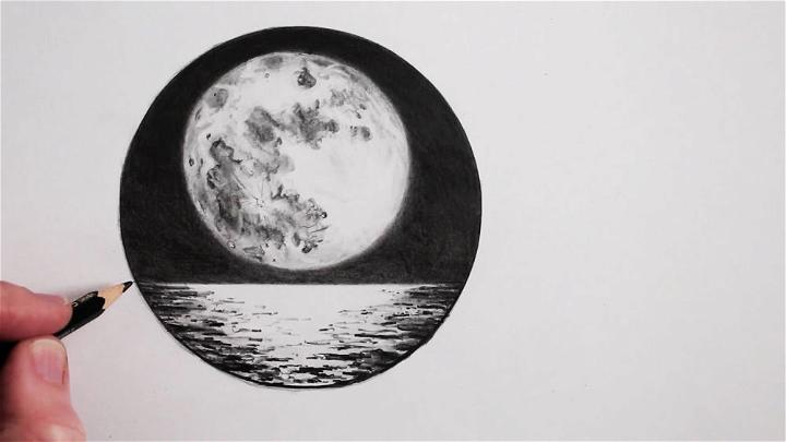 crescent moon drawing pencil