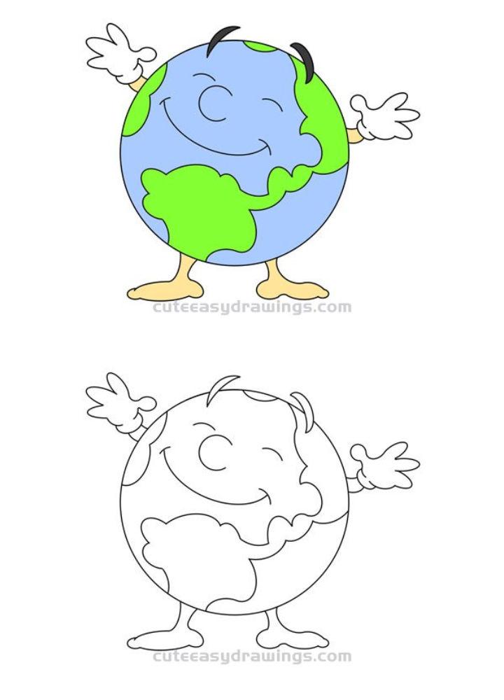 How to Draw a Cartoon Earth