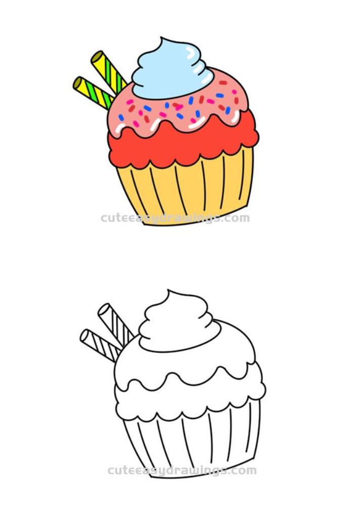 How to Draw a Cute Cupcake for Kids