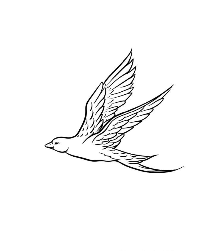 how to draw a bird flying simple