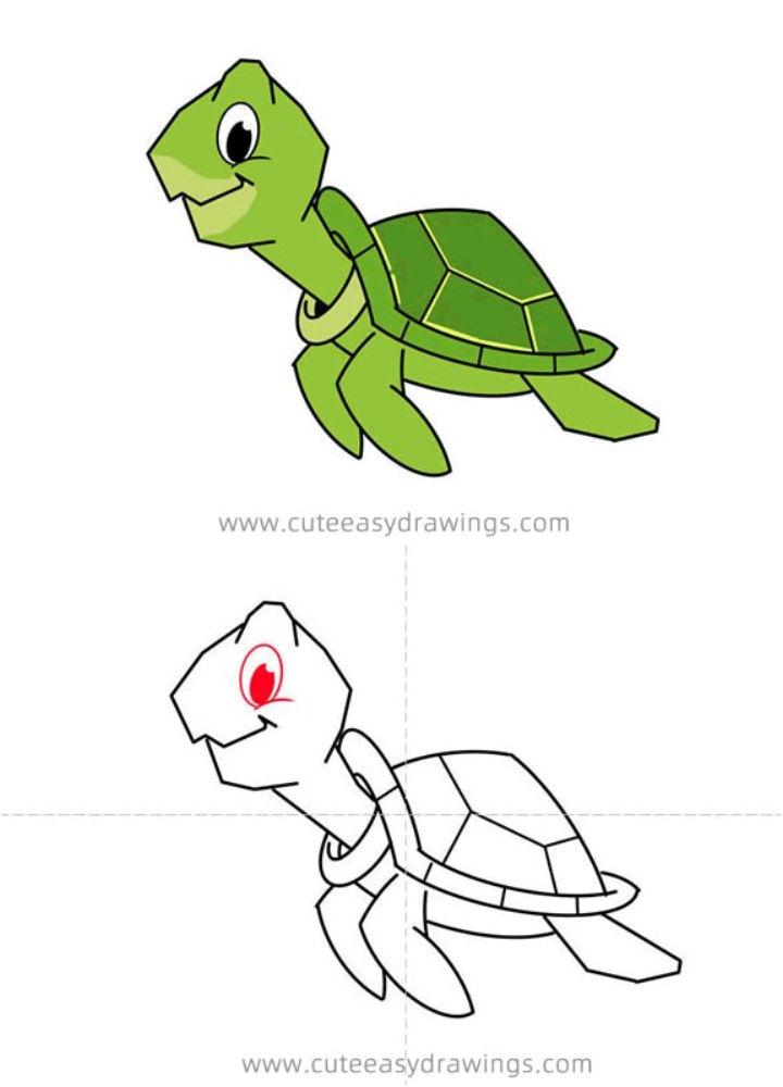 how to draw a cute turtle