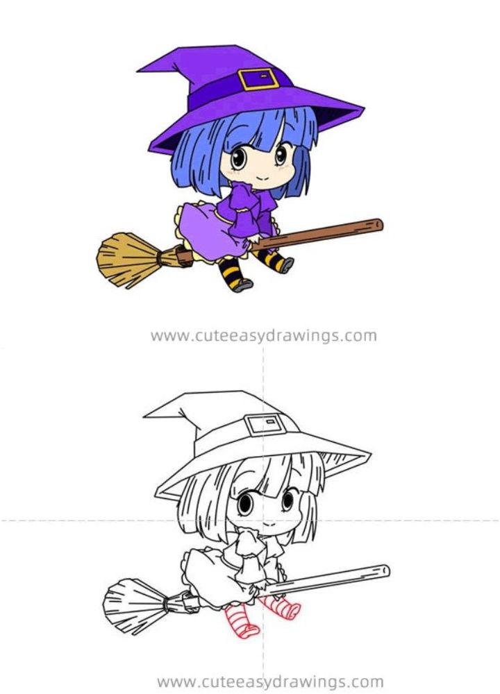 How to Draw a Kawaii Witch