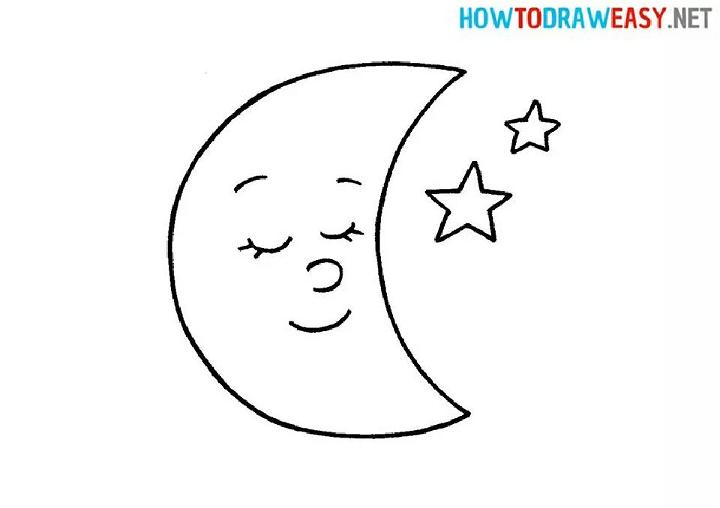 easy full moon drawing