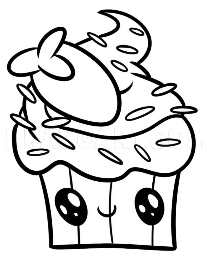 Kawaii Cupcake Drawing