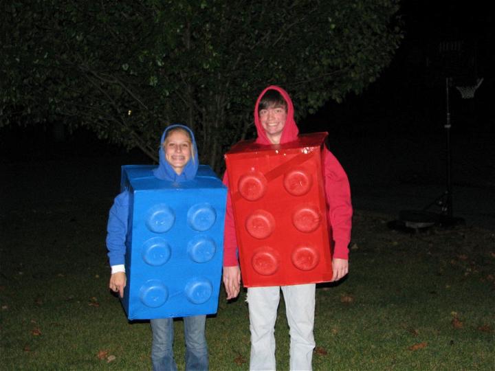 Lego Halloween Costume Using Recycled Materials