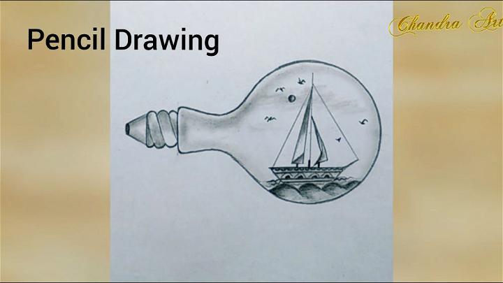 Light Bulb Drawing with Stuff Inside in Pencils